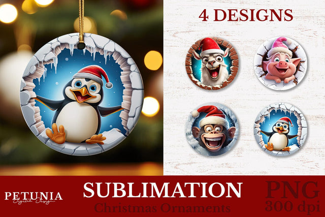 Christmas 3D Ornament | Christmas Ornament PNG Sublimation Petunia Digital Design 