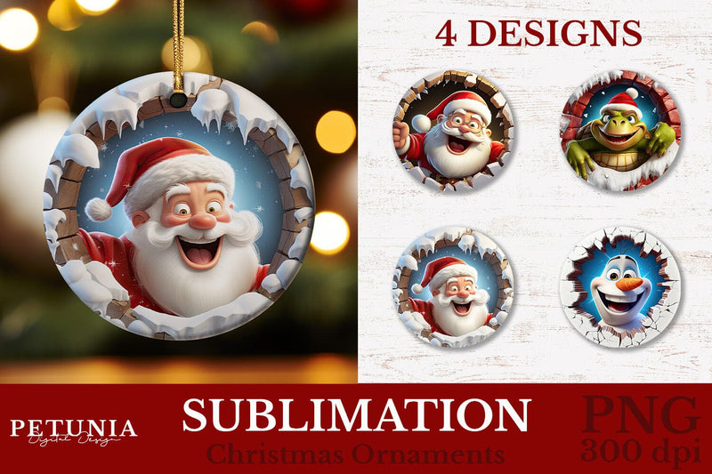 Christmas 3D Ornament | Christmas Ornament PNG Sublimation Petunia Digital Design 