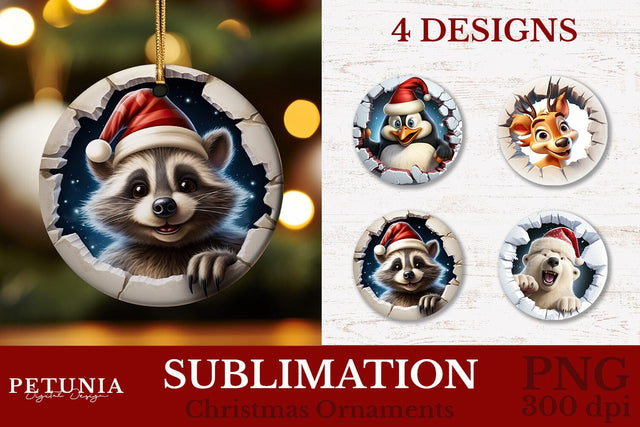 Christmas 3D Ornament | Christmas Ornament PNG Sublimation Petunia Digital Design 