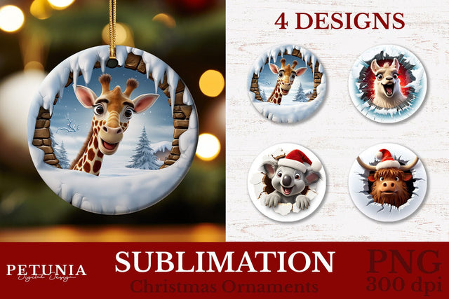 Christmas 3D Ornament | Christmas Ornament PNG Sublimation Petunia Digital Design 