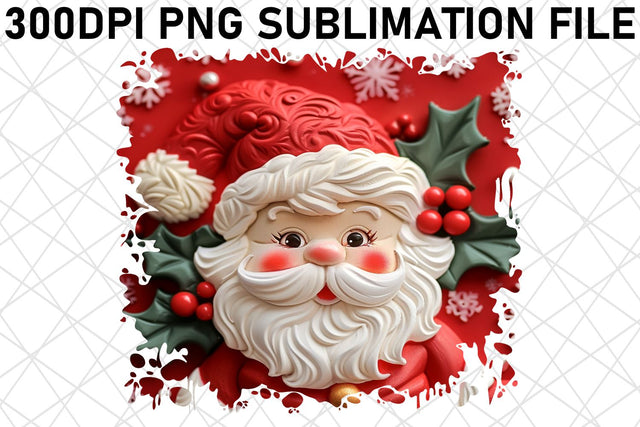 Christmas 3D Santa Claus Printable PNG Sublimation afrosvg 
