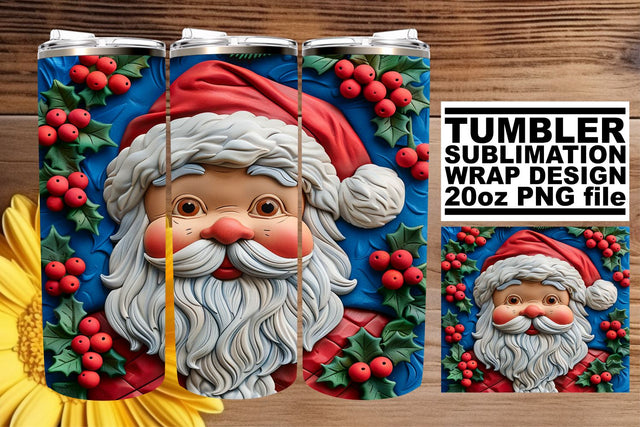 Christmas 3D Santa Claus Wrap | 20oz Tumbler Design Sublimation afrosvg 
