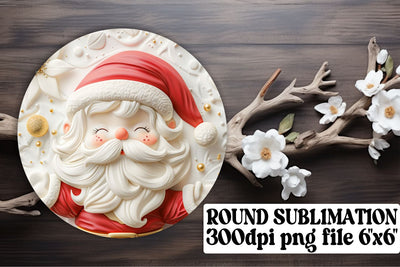 Christmas 3D Santa Keychain Round Design PNG Holiday Sublimation afrosvg 