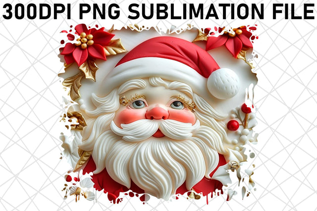 Christmas 3D Santa Printable PNG Holiday Sublimation afrosvg 