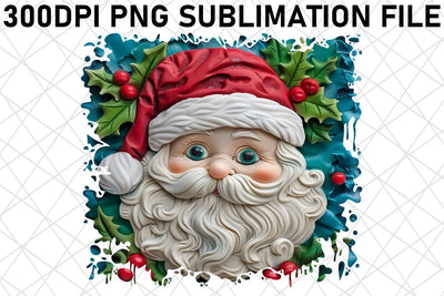 Christmas 3D Santa Round Design PNG Festive Sublimation afrosvg 