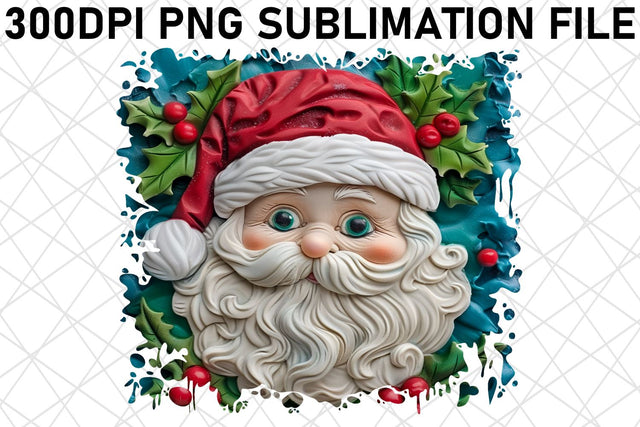 Christmas 3D Santa Round Design PNG Festive Sublimation afrosvg 