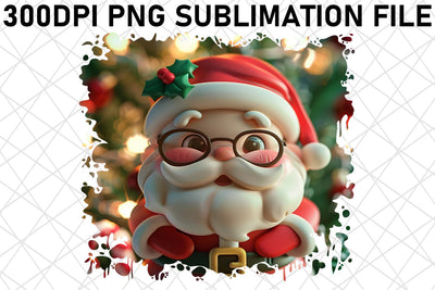 Christmas 3D Santa Round Design PNG Holiday Sublimation afrosvg 