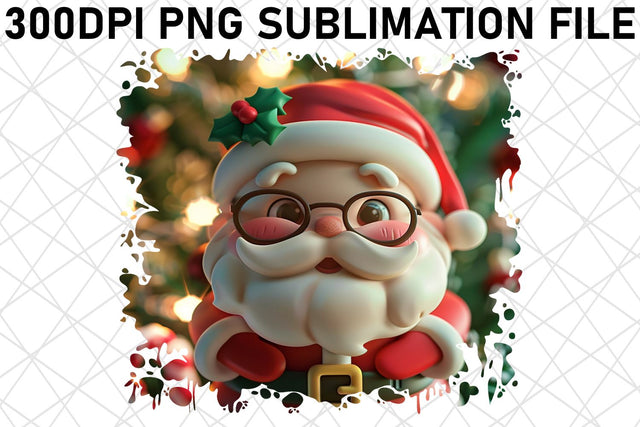 Christmas 3D Santa Round Design PNG Holiday Sublimation afrosvg 