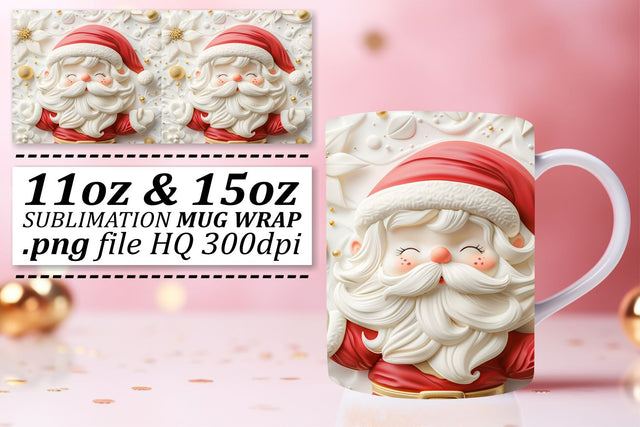 Christmas 3D Santa Wrap 11oz 15oz Holiday Mug Sublimation afrosvg 