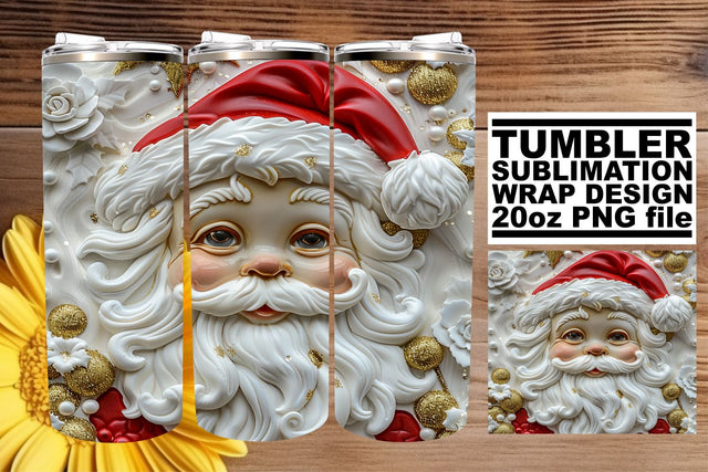 Christmas 3D Santa Wrap | 20oz Festive Tumbler Design Sublimation afrosvg 