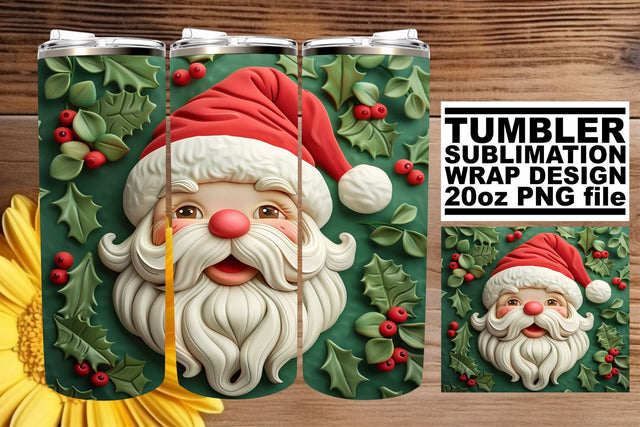 Christmas 3D Santa Wrap | 20oz Tumbler Sublimation Sublimation afrosvg 
