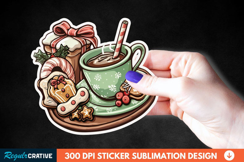 Christmas A Pot Of Hot Chocolate Sticker Clipart Sublimation Regulrcrative 