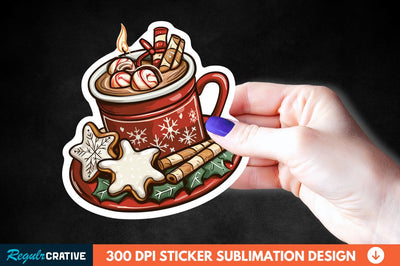 Christmas A Pot Of Hot Chocolate Sticker Clipart Sublimation Regulrcrative 