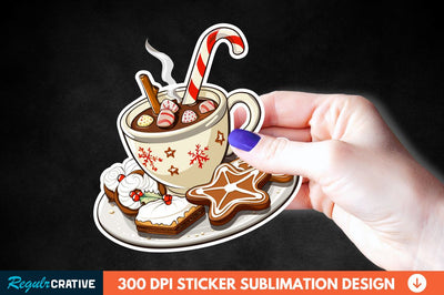 Christmas A Pot Of Hot Chocolate Sticker Clipart Sublimation Regulrcrative 