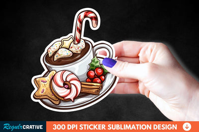 Christmas A Pot Of Hot Chocolate Sticker Clipart Sublimation Regulrcrative 