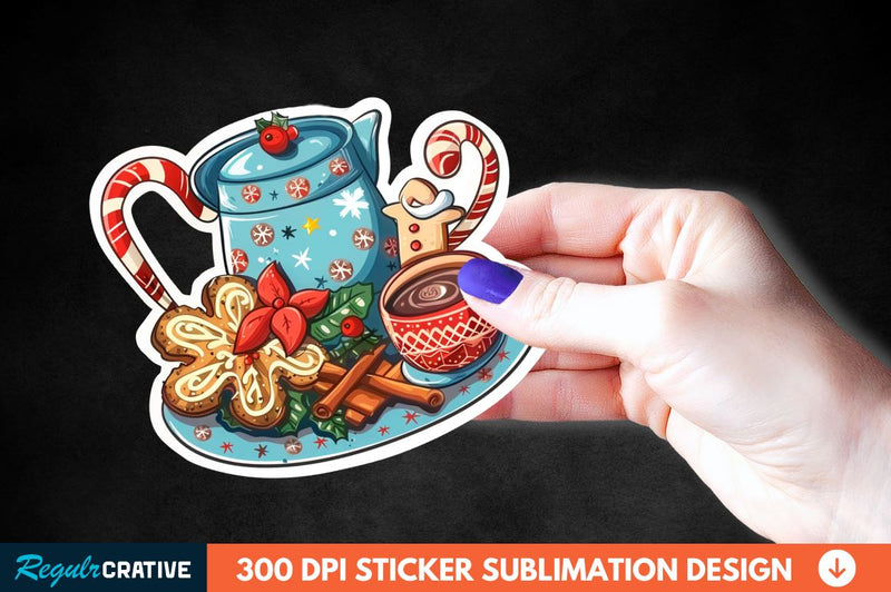 Christmas A Pot Of Hot Chocolate Sticker Clipart Sublimation Regulrcrative 