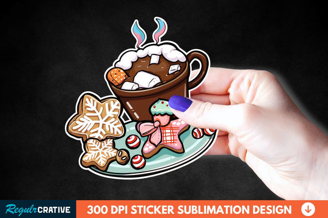 Christmas A Pot Of Hot Chocolate Sticker Clipart Sublimation Regulrcrative 