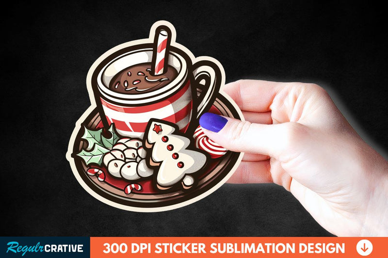 Christmas A Pot Of Hot Chocolate Sticker Clipart Sublimation Regulrcrative 