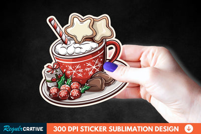 Christmas A Pot Of Hot Chocolate Sticker Clipart Sublimation Regulrcrative 