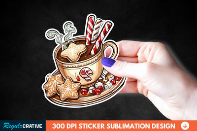 Christmas A Pot Of Hot Chocolate Sticker Clipart Sublimation Regulrcrative 