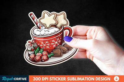 Christmas A Pot Of Hot Chocolate Sticker Clipart Sublimation Regulrcrative 