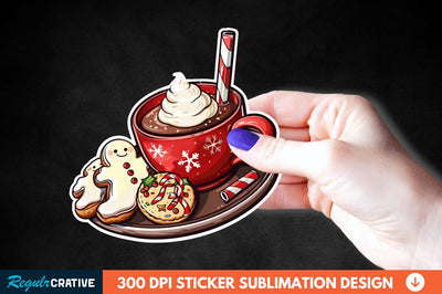 Christmas A Pot Of Hot Chocolate Sticker Clipart Sublimation Regulrcrative 