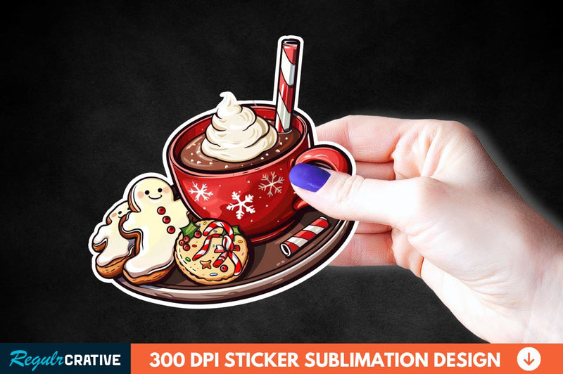 Christmas A Pot Of Hot Chocolate Sticker Clipart Sublimation Regulrcrative 