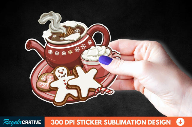 Christmas A Pot Of Hot Chocolate Sticker Clipart Sublimation Regulrcrative 
