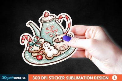 Christmas A Pot Of Hot Chocolate Sticker Clipart Sublimation Regulrcrative 