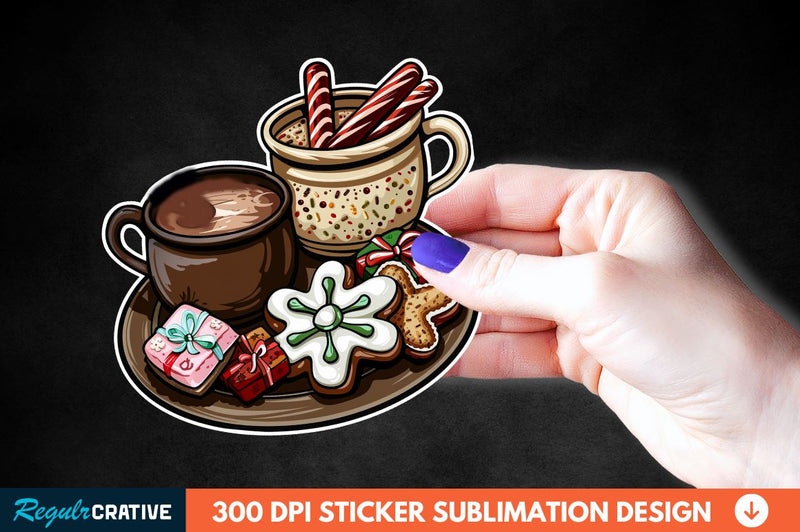Christmas A Pot Of Hot Chocolate Sticker Clipart Sublimation Regulrcrative 