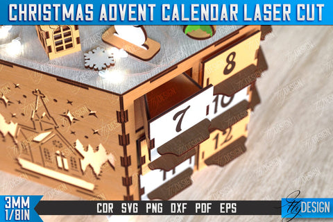 Christmas Advent Calendar | Gift Box | DIY | Holiday | Advent Box | CNC File SVG Fly Design 