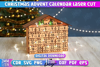 Christmas Advent Calendar | Gift Box | DIY | Holiday | Advent Box | CNC File SVG The T Store Design 