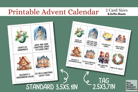 Christmas Advent Calendar Holiday Activity Cards 3D Paper Fine Purple Elephant Creations 