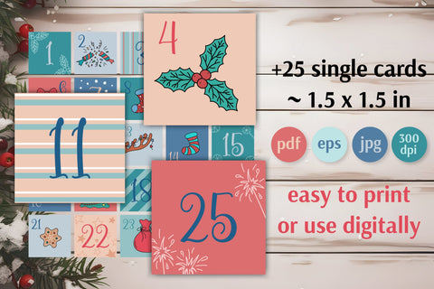 Christmas Advent Calendar | JPG Cute Xmas Cards Sublimation AnnaViolet_store 