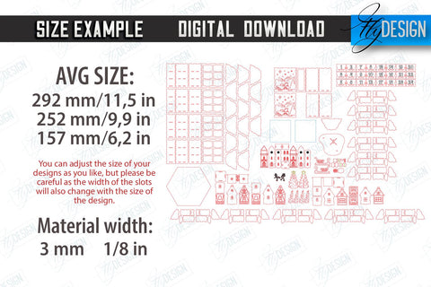 Christmas Advent Calendar Laser Cut Bundle | Gift Box | DIY | Holiday | Advent Box | CNC Files SVG Fly Design 