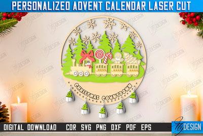 Christmas Advent Calendar Laser Cut | Days Until Christmas | Holiday | Wall Advent Calendar | CNC File SVG Fly Design 