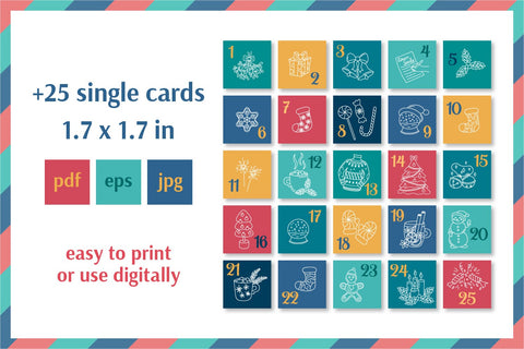 Christmas Advent Calendar Printable Xmas Cards | Cute December 25 Countdown Calendar for Kids | Digital Download PDF, JPG and vector EPS Sublimation AnnaViolet_store 