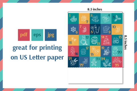 Christmas Advent Calendar Printable Xmas Cards | Cute December 25 Countdown Calendar for Kids | Digital Download PDF, JPG and vector EPS Sublimation AnnaViolet_store 