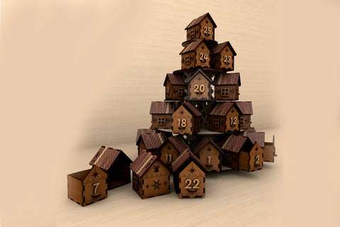 Christmas Advent Calendar Template Wood Cut File, Laser Cut Template SVG LaserCutano 