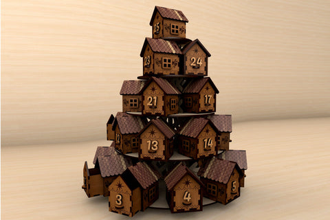 Christmas Advent Calendar Template Wood Cut File, Laser Cut Template SVG LaserCutano 