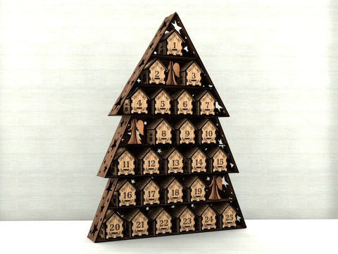Christmas Advent Calendar Tree – Laser Cut Wooden House Countdown for xTool & Laser Machines SVG LaserCutano 