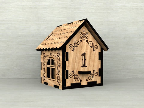 Christmas Advent Calendar Tree – Laser Cut Wooden House Countdown for xTool & Laser Machines SVG LaserCutano 