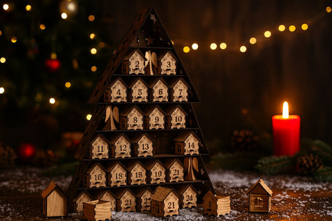 Christmas Advent Calendar Tree – Laser Cut Wooden House Countdown for xTool & Laser Machines SVG LaserCutano 