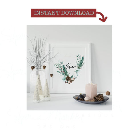 Christmas Advent watercolor art prints, Hope, Joy, Love and Peace, high resolution digital art prints SVG Sharia Morton Designs 