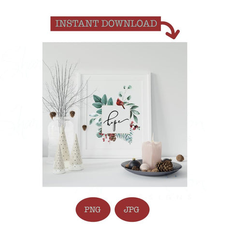 Christmas Advent watercolor art prints, Hope, Joy, Love and Peace, high resolution digital art prints SVG Sharia Morton Designs 
