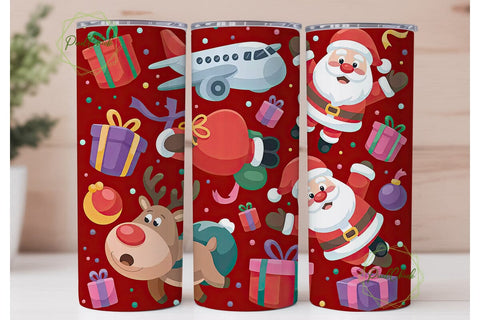 Christmas Airplane Tumbler Wrap Sublimation PixelChick 