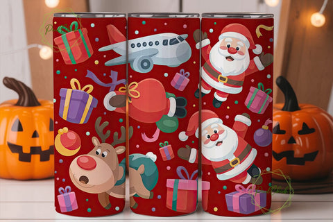 Christmas Airplane Tumbler Wrap Sublimation PixelChick 