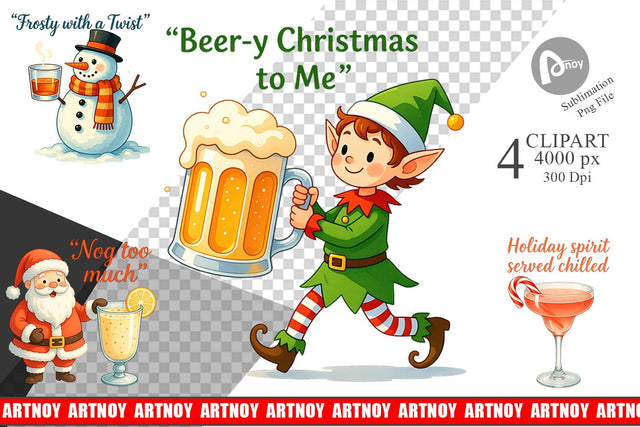 Christmas Alcohol Humor Clipart Sublimation artnoy 
