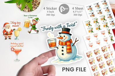 Christmas Alcohol Humor Sticker Sublimation artnoy 