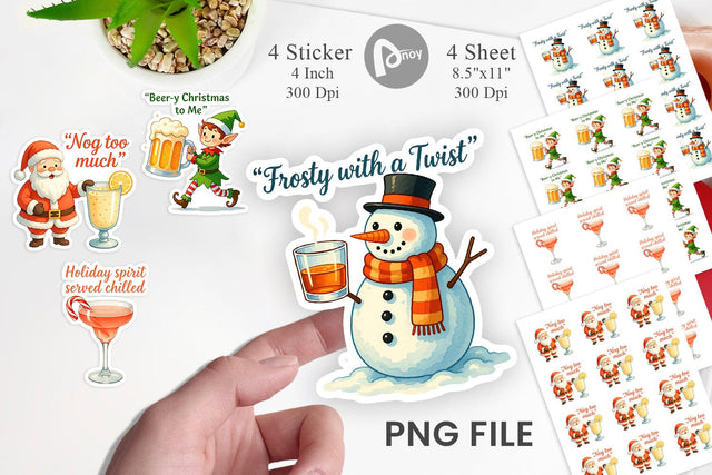 Christmas Alcohol Humor Sticker Sublimation artnoy 